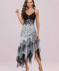 Ever-Pretty US Women's V Neck Multi Color Asymmetrical Hems Prom Dress SHOP BY OCCASION
