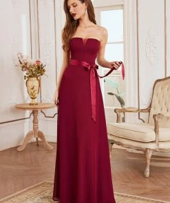 Ever-Pretty US Romantic Strapless Knotted Waistband Long Bridesmaid Dress 7 Ever-Pretty US Romantic Strapless Knotted Waistband Long Bridesmaid Dress