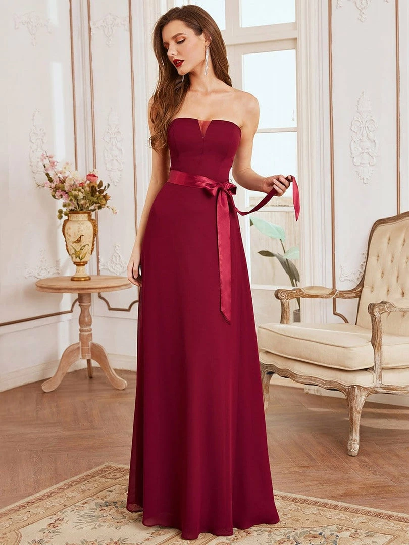 Ever-Pretty US Romantic Strapless Knotted Waistband Long Bridesmaid Dress 4 Ever-Pretty US Romantic Strapless Knotted Waistband Long Bridesmaid Dress