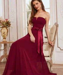 Ever-Pretty US Romantic Strapless Knotted Waistband Long Bridesmaid Dress 6 Ever-Pretty US Romantic Strapless Knotted Waistband Long Bridesmaid Dress