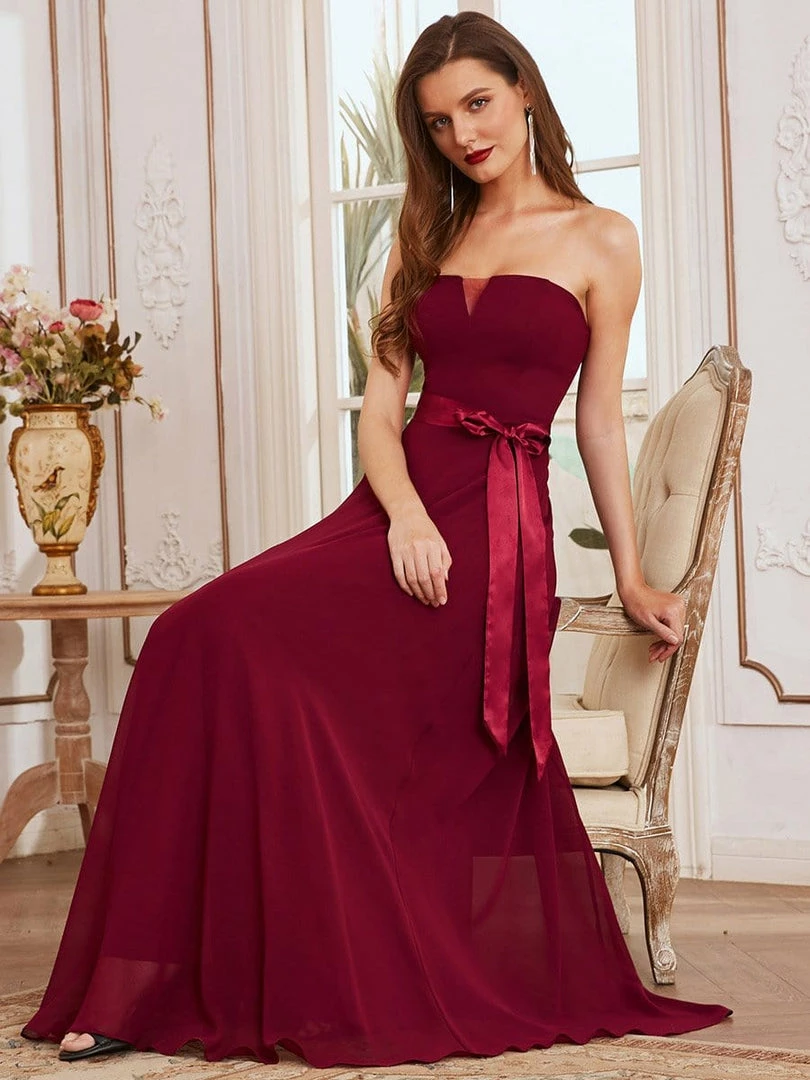 Ever-Pretty US Romantic Strapless Knotted Waistband Long Bridesmaid Dress 3 Ever-Pretty US Romantic Strapless Knotted Waistband Long Bridesmaid Dress