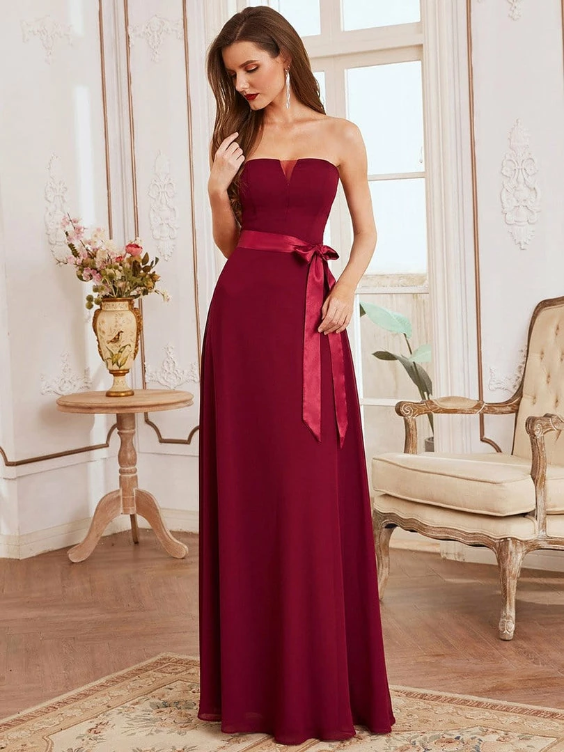 Ever-Pretty US Romantic Strapless Knotted Waistband Long Bridesmaid Dress 1 Ever-Pretty US Romantic Strapless Knotted Waistband Long Bridesmaid Dress