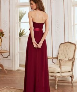 Ever-Pretty US Romantic Strapless Knotted Waistband Long Bridesmaid Dress