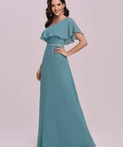 Ever-Pretty US SHOP BY OCCASION Elegant One Shoulder Beaded Long Chiffon Bridesmaid Dress