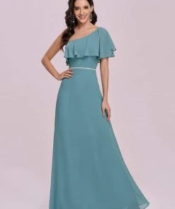 Ever-Pretty US SHOP BY OCCASION Elegant One Shoulder Beaded Long Chiffon Bridesmaid Dress