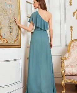 Ever-Pretty US SHOP BY OCCASION Elegant One Shoulder Beaded Long Chiffon Bridesmaid Dress