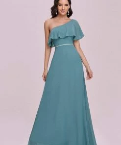 Ever-Pretty US SHOP BY OCCASION Elegant One Shoulder Beaded Long Chiffon Bridesmaid Dress