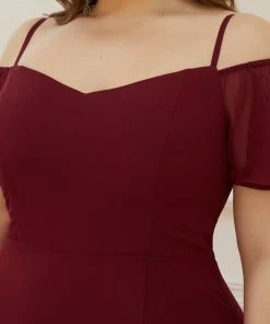 Ever-Pretty US Chiffon Off-The-Shoulder Side Slit Bridesmaid Dress With Sleeves Evening Dresses & Gowns