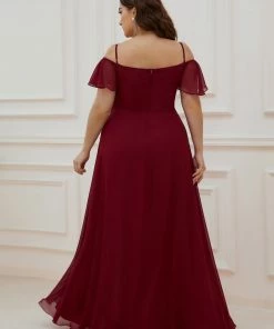 Ever-Pretty US Chiffon Off-The-Shoulder Side Slit Bridesmaid Dress With Sleeves Evening Dresses & Gowns
