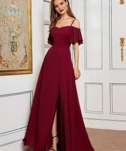 Ever-Pretty US Stylish Cold Shoulder Flare Sleeves Flowy Bridesmaid Dress SHOP BY OCCASION