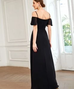 Ever-Pretty US Chiffon Off-The-Shoulder Side Slit Bridesmaid Dress With Sleeves Evening Dresses & Gowns