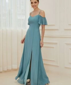 Ever-Pretty US Chiffon Off-The-Shoulder Side Slit Bridesmaid Dress With Sleeves Evening Dresses & Gowns