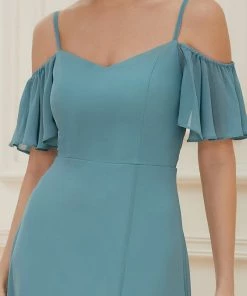 Ever-Pretty US Chiffon Off-The-Shoulder Side Slit Bridesmaid Dress With Sleeves Evening Dresses & Gowns