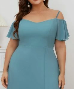 Ever-Pretty US SHOP BY OCCASION Plus Size Cold Shoulder Formal Bridesmaid Dress With Side Slit