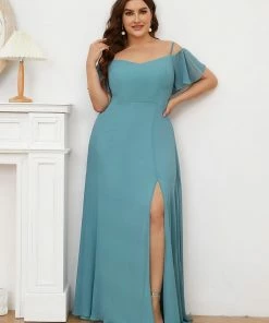 Ever-Pretty US SHOP BY OCCASION Plus Size Cold Shoulder Formal Bridesmaid Dress With Side Slit