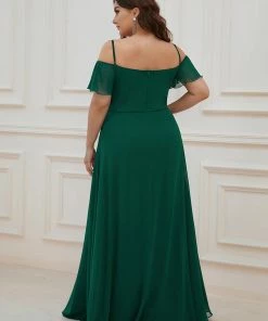 Ever-Pretty US SHOP BY OCCASION Plus Size Cold Shoulder Formal Bridesmaid Dress With Side Slit