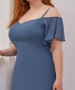 Ever-Pretty US Chiffon Off-The-Shoulder Side Slit Bridesmaid Dress With Sleeves Evening Dresses & Gowns