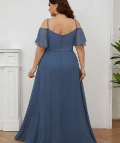 Ever-Pretty US Chiffon Off-The-Shoulder Side Slit Bridesmaid Dress With Sleeves Evening Dresses & Gowns