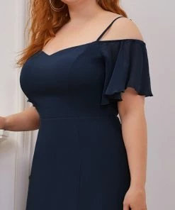 Ever-Pretty US Chiffon Off-The-Shoulder Side Slit Bridesmaid Dress With Sleeves Evening Dresses & Gowns
