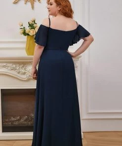 Ever-Pretty US SHOP BY OCCASION Plus Size Cold Shoulder Formal Bridesmaid Dress With Side Slit