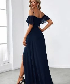 Ever-Pretty US Chiffon Off-The-Shoulder Side Slit Bridesmaid Dress With Sleeves Evening Dresses & Gowns