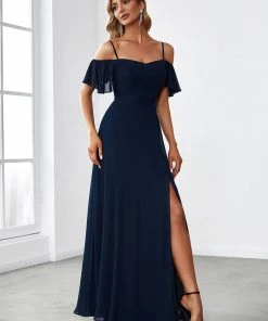 Ever-Pretty US Chiffon Off-The-Shoulder Side Slit Bridesmaid Dress With Sleeves Evening Dresses & Gowns