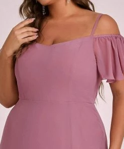Ever-Pretty US SHOP BY OCCASION Plus Size Cold Shoulder Formal Bridesmaid Dress With Side Slit