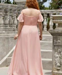 Ever-Pretty US Chiffon Off-The-Shoulder Side Slit Bridesmaid Dress With Sleeves Evening Dresses & Gowns