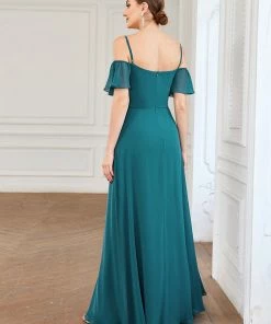 Ever-Pretty US Chiffon Off-The-Shoulder Side Slit Bridesmaid Dress With Sleeves Evening Dresses & Gowns
