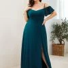 Ever-Pretty US SHOP BY OCCASION Plus Size Cold Shoulder Formal Bridesmaid Dress With Side Slit