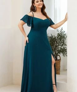 Ever-Pretty US SHOP BY OCCASION Flowy Cold Shoulder Flare Sleeves Bridesmaid Dress With Side Split 36 Ever-Pretty US SHOP BY OCCASION Flowy Cold Shoulder Flare Sleeves Bridesmaid Dress With Side Split