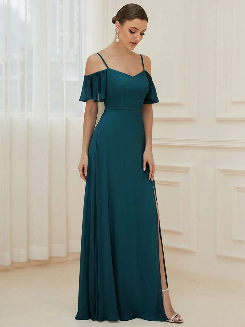 Ever-Pretty US SHOP BY OCCASION Flowy Cold Shoulder Flare Sleeves Bridesmaid Dress With Side Split 5 Ever-Pretty US SHOP BY OCCASION Flowy Cold Shoulder Flare Sleeves Bridesmaid Dress With Side Split