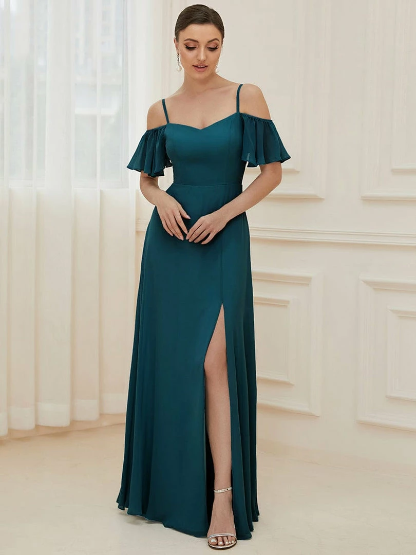 Ever-Pretty US SHOP BY OCCASION Flowy Cold Shoulder Flare Sleeves Bridesmaid Dress With Side Split 1 Ever-Pretty US SHOP BY OCCASION Flowy Cold Shoulder Flare Sleeves Bridesmaid Dress With Side Split