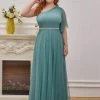 Ever-Pretty US Fashion Plus Size Beaded Waist Tulle Bridesmaid Dress SHOP BY OCCASION