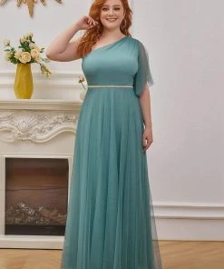 Ever-Pretty US Fashion Plus Size Beaded Waist Tulle Bridesmaid Dress SHOP BY OCCASION