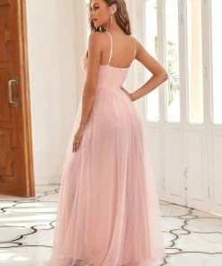 Ever-Pretty US SHOP BY COLOR Spaghetti Strap V-Neck Sequin Floor-Length Bridesmaid Dress