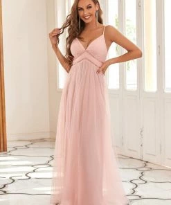 Ever-Pretty US SHOP BY COLOR Spaghetti Strap V-Neck Sequin Floor-Length Bridesmaid Dress