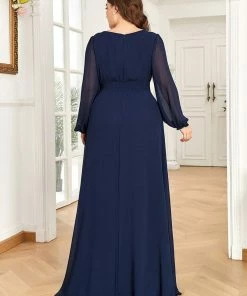 Ever-Pretty US See-Througth Puff Sleeve Chiffon Plus Size Bridesmaid Dress SHOP BY STYLE