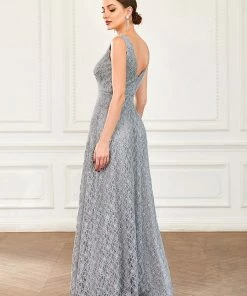 Ever-Pretty US Double V-neck Sleeveless Chiffon Lace Front Slit Bridesmaid Dress Summer Dresses 2022