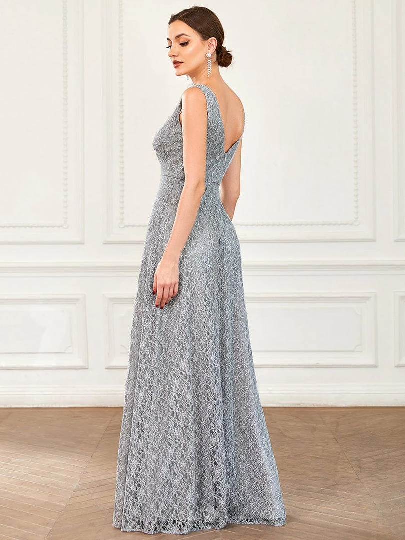 Ever-Pretty US Double V-neck Sleeveless Chiffon Lace Front Slit Bridesmaid Dress Summer Dresses 2022 2 Ever-Pretty US Double V-neck Sleeveless Chiffon Lace Front Slit Bridesmaid Dress Summer Dresses 2022