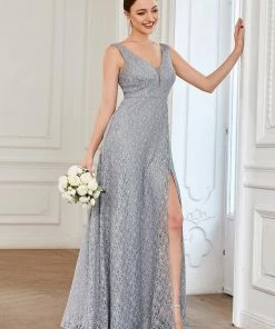 Ever-Pretty US Double V-neck Sleeveless Chiffon Lace Front Slit Bridesmaid Dress Summer Dresses 2022 8 Ever-Pretty US Double V-neck Sleeveless Chiffon Lace Front Slit Bridesmaid Dress Summer Dresses 2022