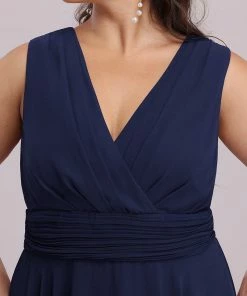 Ever-Pretty US Evening Dresses & Gowns Chiffon Double V-Neck A Line Bridesmaid Dress With Asymmetrical Hem