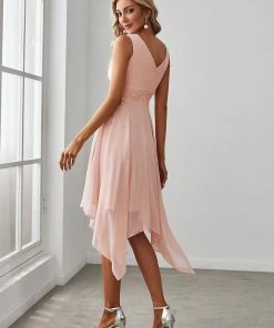 Ever-Pretty US Evening Dresses & Gowns Chiffon Double V-Neck A Line Bridesmaid Dress With Asymmetrical Hem