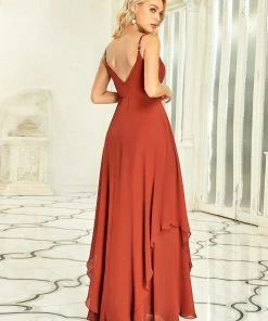 Ever-Pretty US V-Neck Ruffled Spaghetti Strap Beaded Chiffon Bridesmaid Dress