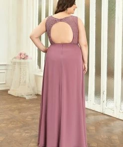 Ever-Pretty US Backless Lace A-Line Chiffon Bridesmaid Dress