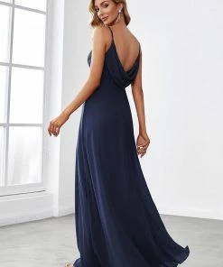 Ever-Pretty US Summer Dresses 2022 Criss-Cross V-Neck Chiffon Backless A-Line Bridesmaid Dress