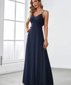 Ever-Pretty US Summer Dresses 2022 Criss-Cross V-Neck Chiffon Backless A-Line Bridesmaid Dress