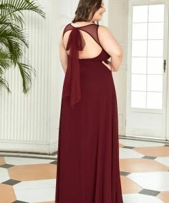 Ever-Pretty US Plus Size Sleeveless High Slit Formal Chiffon Dresses