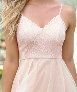 Ever-Pretty US Summer Dresses 2022 Flattering Spaghetti Straps Fabric Popular Color Bridesmaid Dress