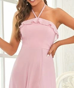 Ever-Pretty US Ruffled Halter A-Line Bridesmaid Dress Summer Dresses 2022